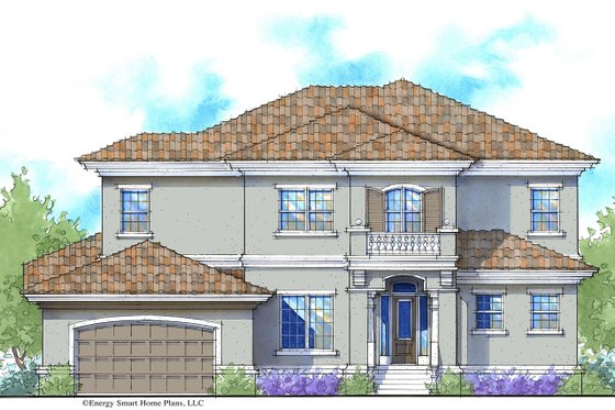 Exterior - Front Elevation 3 for Mediterranean House Plan #938-84 - 4 bed, 3.5 bath