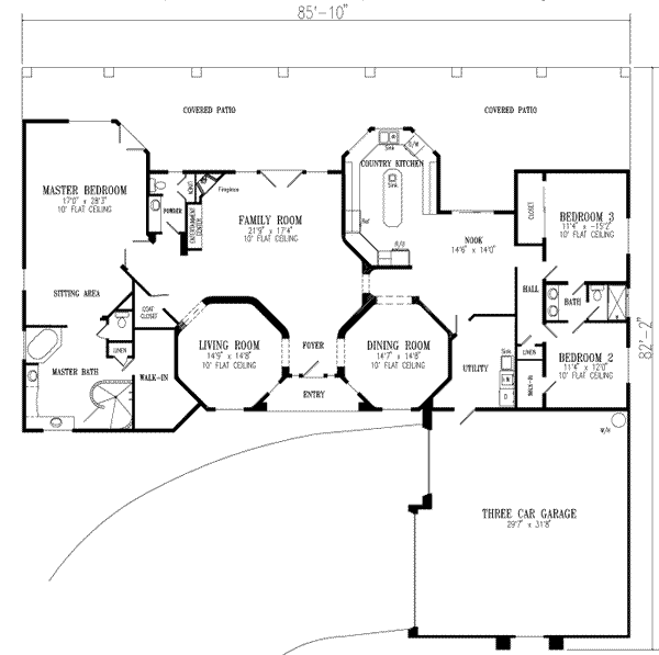Adobe / Southwestern Floor Plan - Main Floor Plan #1-759
