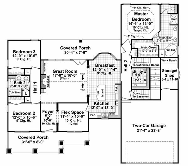 House Plan Design - Craftsman Floor Plan - Main Floor Plan #21-303