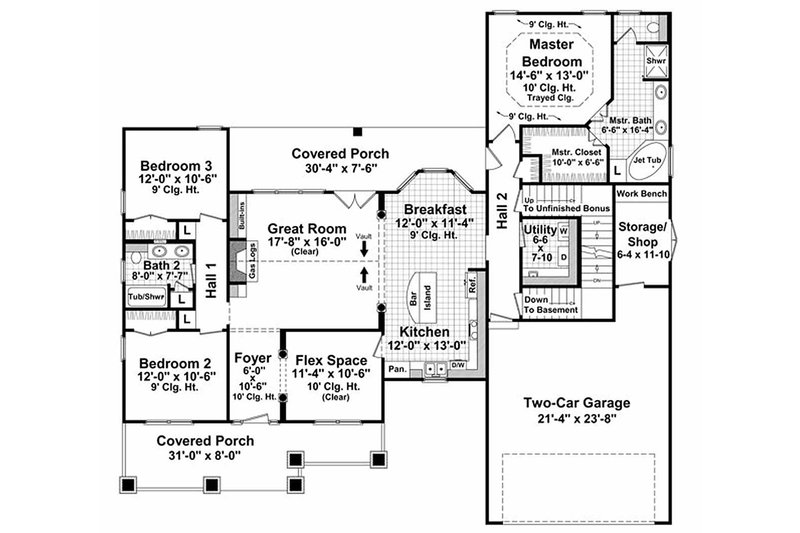 Dream House Plan - Floor Plan - Main Floor for Craftsman House Plan #21-303 - 3 bed, 2 bath