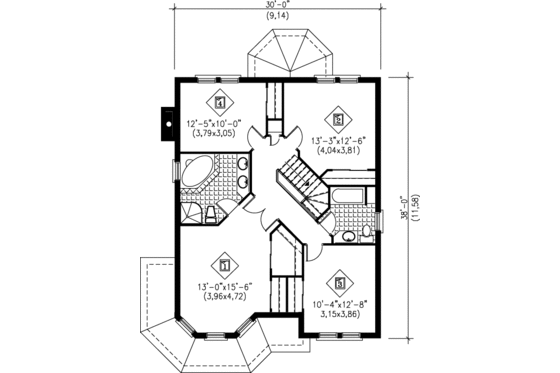 Floor Plan - Upper Floor for Victorian House Plan #25-2037 - 4 bed, 2.5 bath