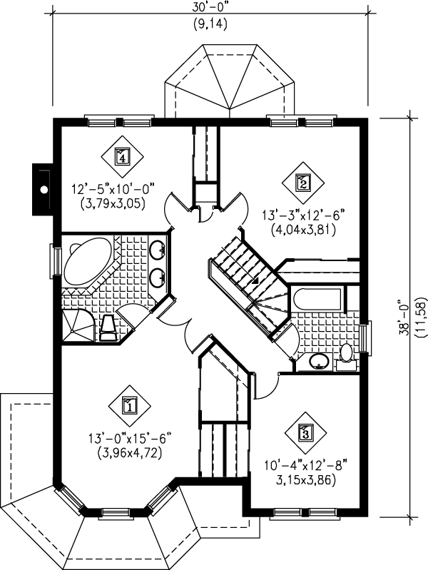 Victorian Floor Plan - Upper Floor Plan #25-2037