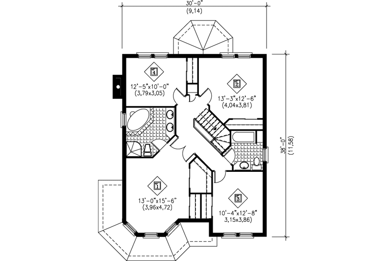 Dream House Plan - Floor Plan - Upper Floor for Victorian House Plan #25-2037 - 4 bed, 2.5 bath