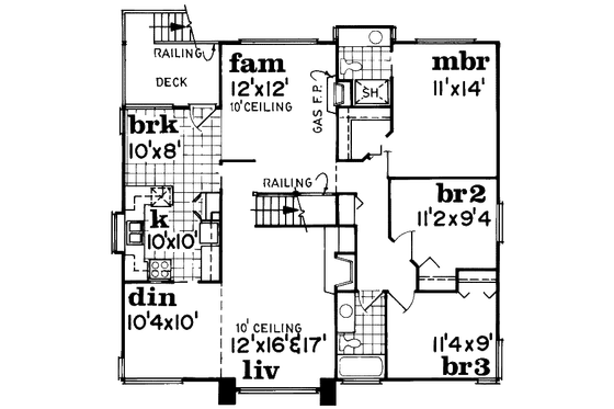 Floor Plan - Upper Floor for European House Plan #47-584 - 3 bed, 2 bath