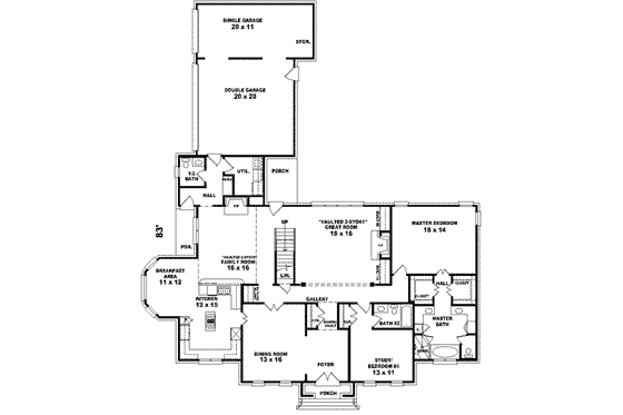 Floor Plan - Main Floor for European House Plan #81-611 - 3 bed, 4.5 bath