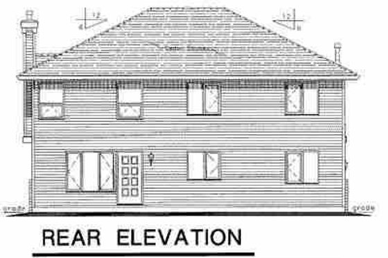 Exterior - Rear Elevation for Traditional House Plan #18-275 - 3 bed, 2 bath