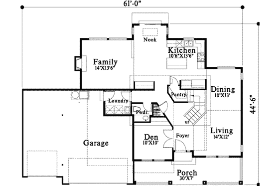 Floor Plan - Main Floor for Traditional House Plan #78-145 - 4 bed, 2.5 bath