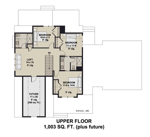 Farmhouse Floor Plan - Upper Floor Plan #51-1272