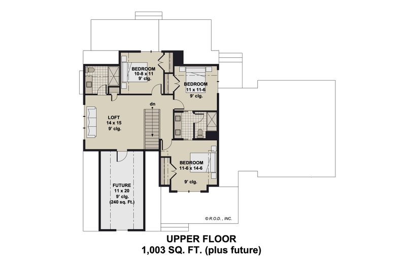 Dream House Plan - Floor Plan - Upper Floor for Farmhouse House Plan #51-1272 - 4 bed, 3.5 bath