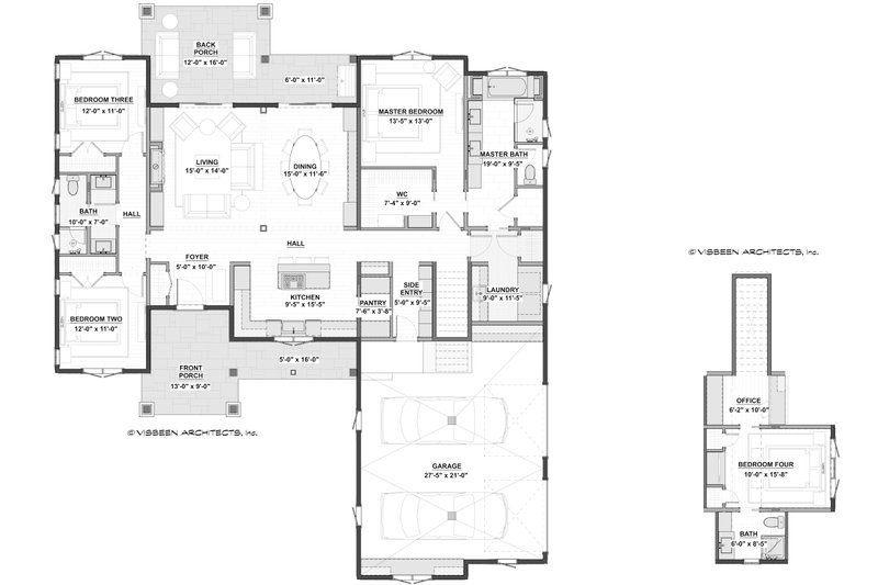 Home Plan - Floor Plan - Main Floor 1 for Farmhouse House Plan #928-356 - 4 bed, 3 bath