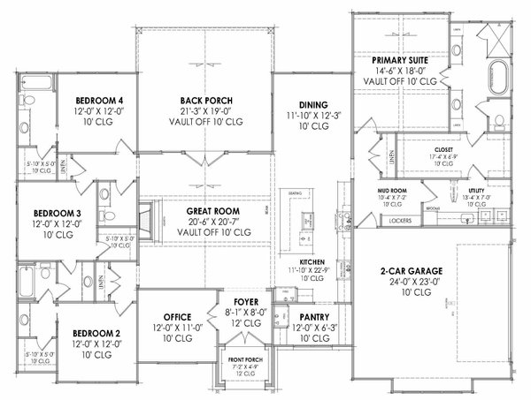 Dream House Plan - Floor Plan - Main Floor for Farmhouse House Plan #1096-153 - 4 bed, 3.5 bath