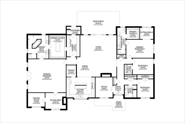 House Blueprint - Floor Plan - Main Floor for Modern House Plan #1127-18 - 4 bed, 3 bath