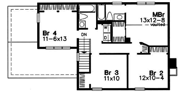 Traditional Floor Plan - Upper Floor Plan #50-197