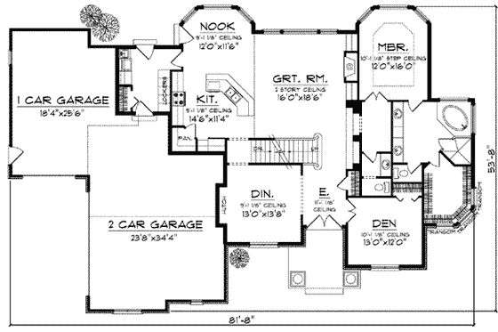 Floor Plan - Main Floor for European House Plan #70-847 - 4 bed, 3 bath
