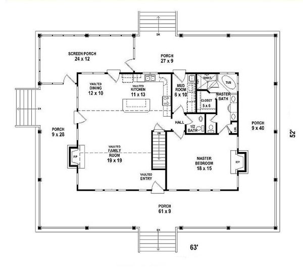 Country Floor Plan - Main Floor Plan #81-13915