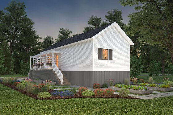 Exterior - Rear Elevation 3 for Cottage House Plan #497-23 - 2 bed, 2 bath