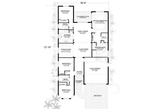 Floor Plan - Main Floor for Mediterranean House Plan #420-259 - 4 bed, 3 bath