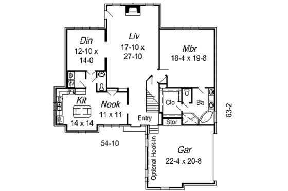Floor Plan - Main Floor for European House Plan #329-280 - 4 bed, 2.5 bath
