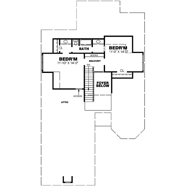 Home Plan - Southern Floor Plan - Upper Floor Plan #34-185