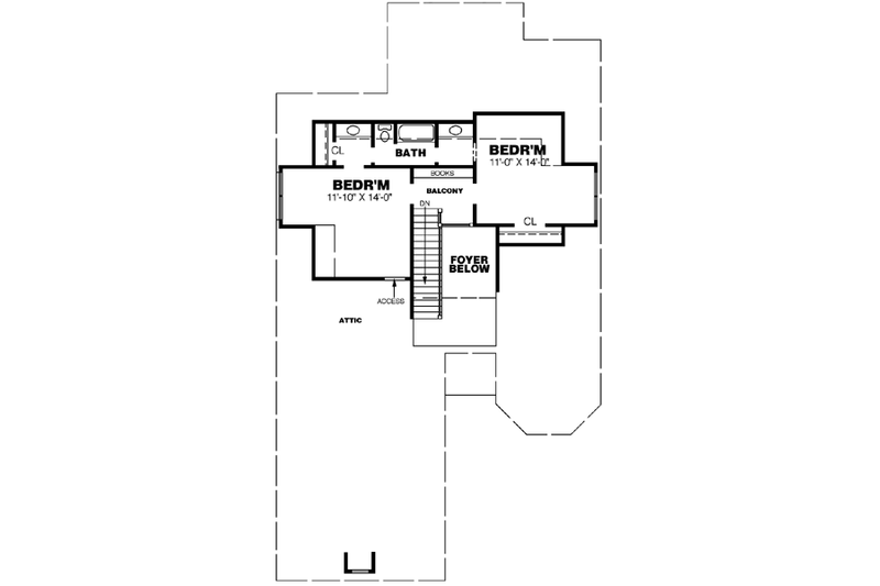 Home Plan - Floor Plan - Upper Floor for Southern House Plan #34-185 - 3 bed, 2 bath