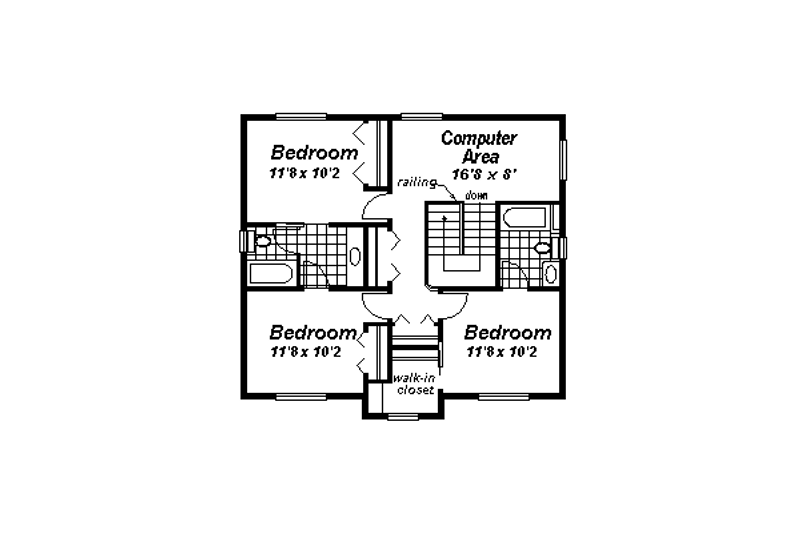 Home Plan - Floor Plan - Upper Floor for Farmhouse House Plan #18-290 - 4 bed, 3.5 bath
