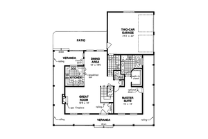 Floor Plan - Main Floor for Farmhouse House Plan #18-4460 - 5 bed, 2.5 bath
