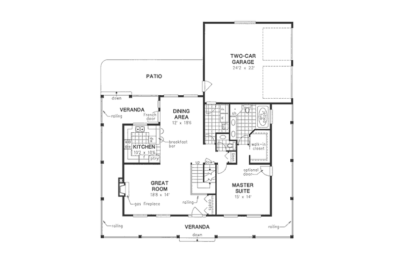 Dream House Plan - Floor Plan - Main Floor for Farmhouse House Plan #18-4460 - 5 bed, 2.5 bath