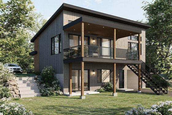 Exterior - Rear Elevation for Modern House Plan #23-2674 - 2 bed, 1 bath