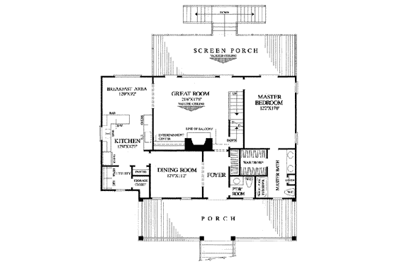 Floor Plan - Main Floor for Southern House Plan #137-110 - 4 bed, 3 bath