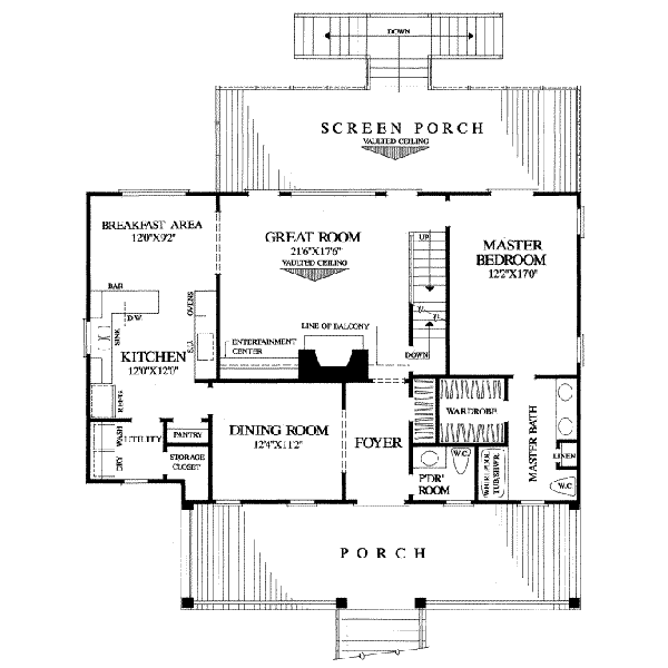 Home Plan - Southern Floor Plan - Main Floor Plan #137-110
