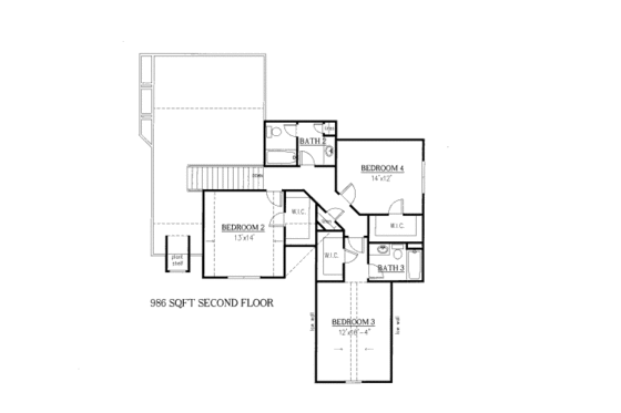Floor Plan - Upper Floor for Traditional House Plan #437-37 - 4 bed, 3.5 bath