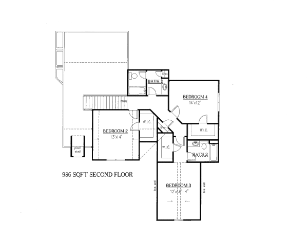 Traditional Floor Plan - Upper Floor Plan #437-37