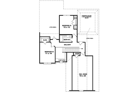 Floor Plan - Upper Floor for European House Plan #81-827 - 3 bed, 2.5 bath