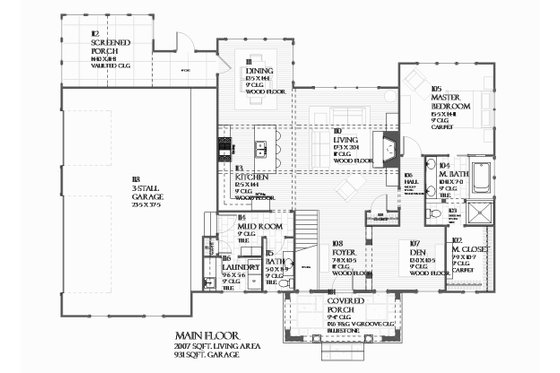 Floor Plan - Main Floor for Traditional House Plan #901-133 - 3 bed, 2.5 bath