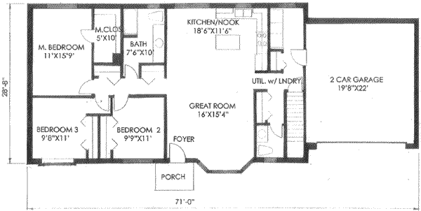Ranch Floor Plan - Main Floor Plan #136-116