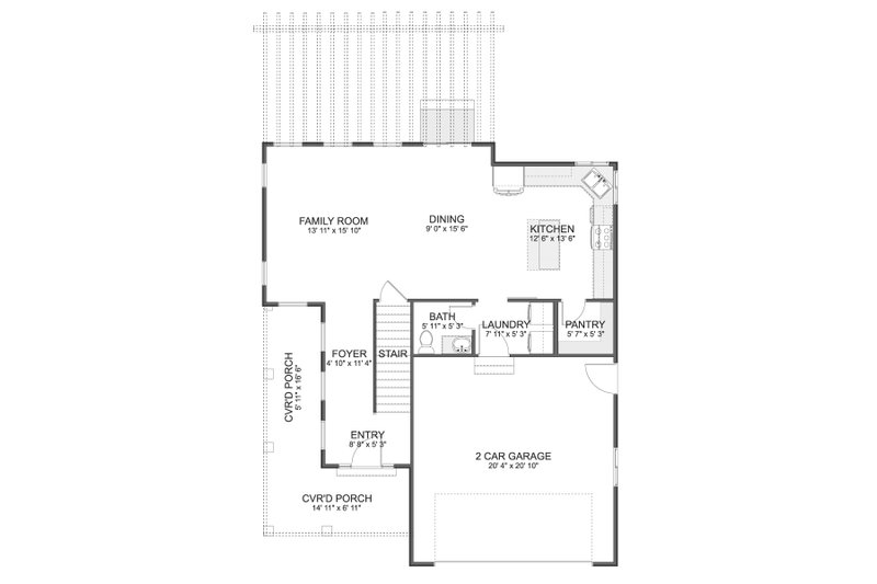 Architectural House Design - Floor Plan - Main Floor for Farmhouse House Plan #1060-374 - 3 bed, 2.5 bath