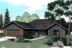 Ranch Exterior - Front Elevation Plan #124-295