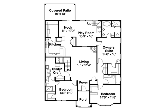 Floor Plan - Main Floor for Craftsman House Plan #124-923 - 3 bed, 3 bath