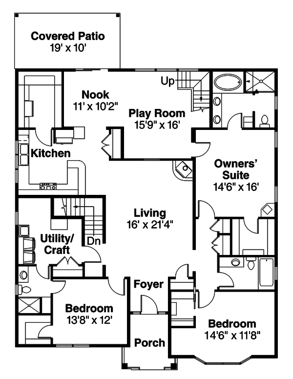 House Design - Craftsman Floor Plan - Main Floor Plan #124-923