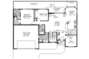 Mediterranean Style House Plan - 3 Beds 2 Baths 1364 Sq/Ft Plan #18-1009 