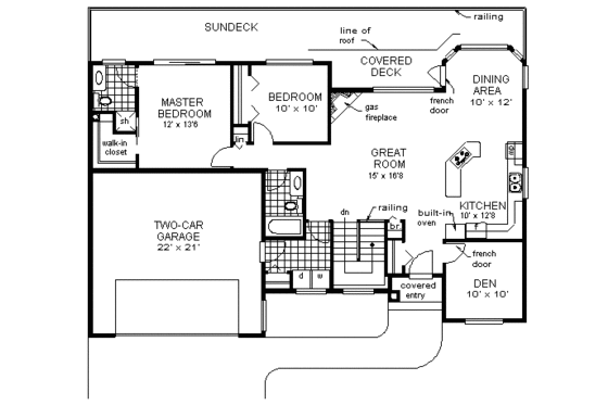 Floor Plan - Main Floor for Mediterranean House Plan #18-1009 - 3 bed, 2 bath