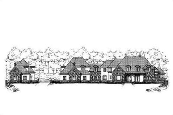 Exterior - Front Elevation for European House Plan #411-385 - 6 bed, 6.5 bath