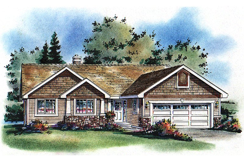 House Blueprint - Craftsman Exterior - Front Elevation Plan #18-1017