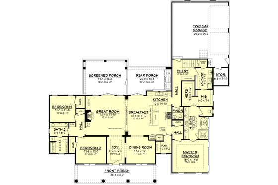 Floor Plan - Main Floor for Country House Plan #430-171 - 3 bed, 2.5 bath