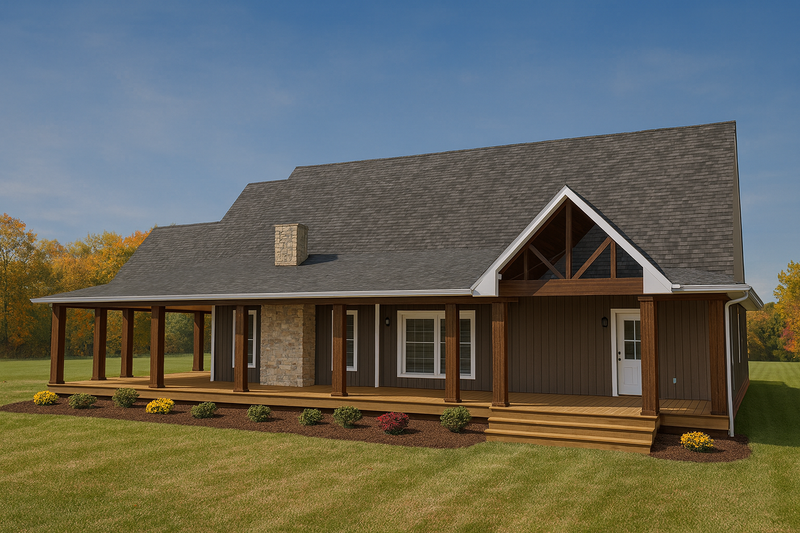 House Blueprint - Exterior - Covered Porch for Barndominium House Plan #1115-10 - 3 bed, 2.5 bath