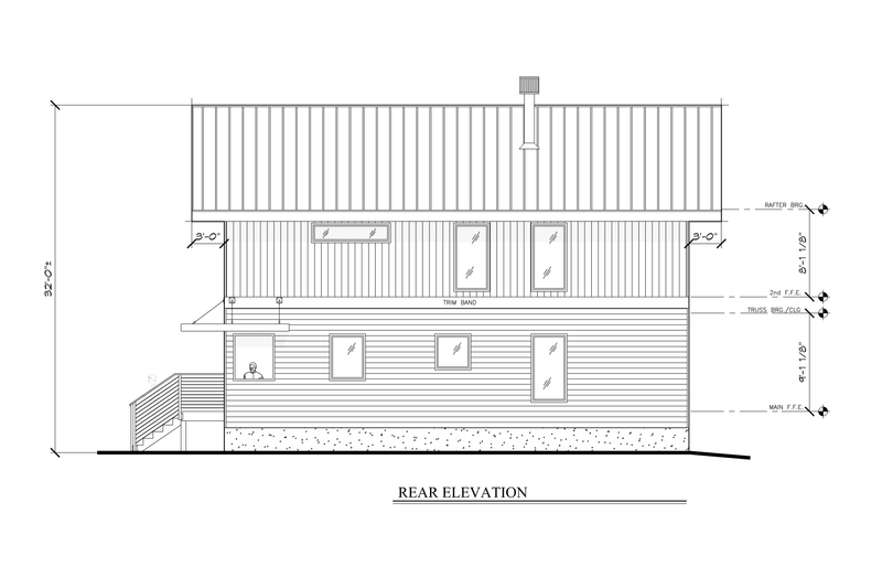 House Plan Design - Exterior - Rear Elevation for Modern House Plan #123-116 - 3 bed, 2 bath