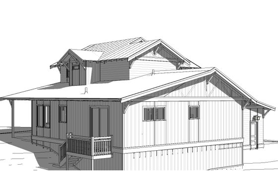 Exterior - Rear Elevation for Craftsman House Plan #895-100 - 4 bed, 2.5 bath