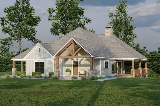Exterior - Front Elevation 5 for Craftsman House Plan #923-305 - 2 bed, 2 bath