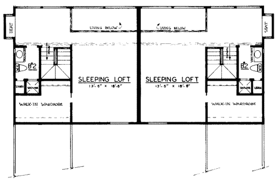 Floor Plan - Upper Floor House Plan #303-276 - 2 bed, 2 bath