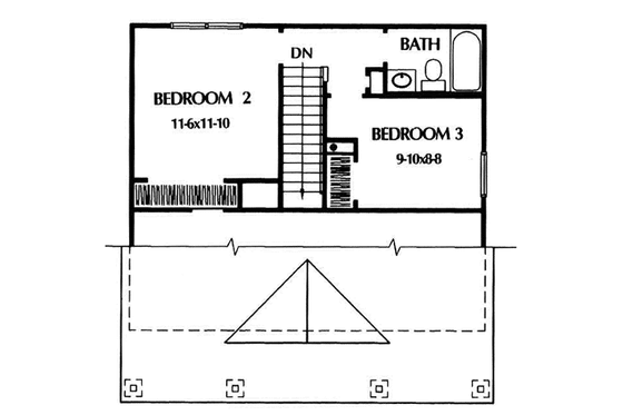 Floor Plan - Upper Floor for Cottage House Plan #50-219 - 3 bed, 2 bath